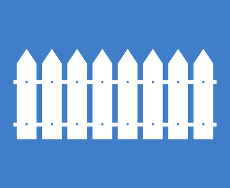 White rural wooden fence vector silhouette. Illustration design fence from wood timberのイラスト素材