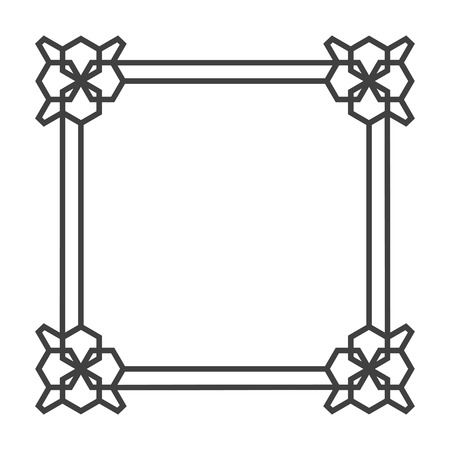 Square asian vector retro frame in black and white. Illustration of ornamentのイラスト素材