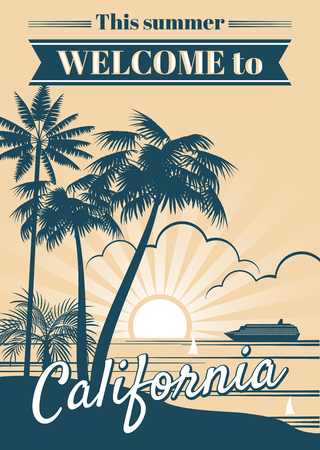 California republic vector poster with palm trees, sport t shirt surfing graphics.のイラスト素材