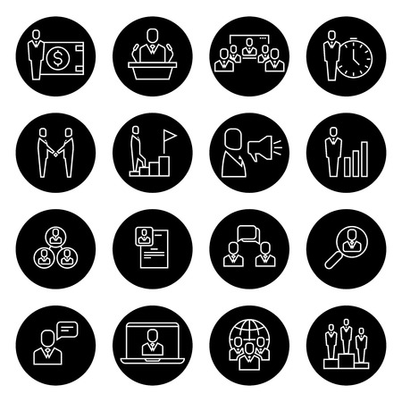 Business people team relationship, human management thin line. Strategy of company work employee,. Vector illustrationのイラスト素材