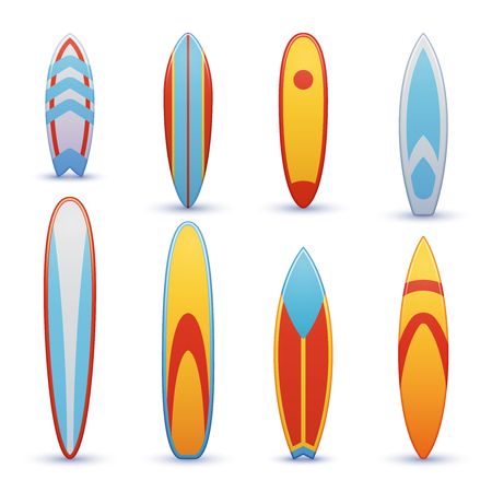 Vintage surfboards with cool graphic design set.のイラスト素材