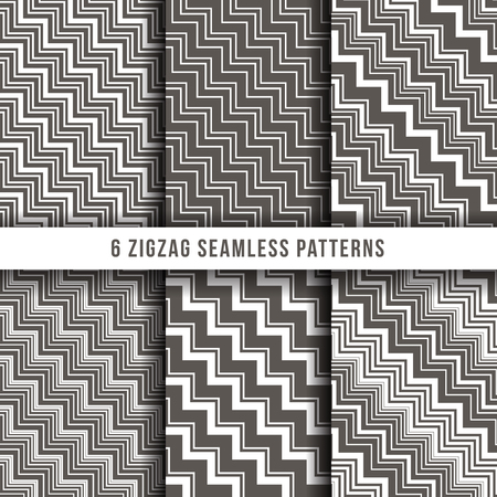 Diagonal zigzag line seamless pinstripe vector backgrounds. Diagonal geometric pattern collection illustrationのイラスト素材