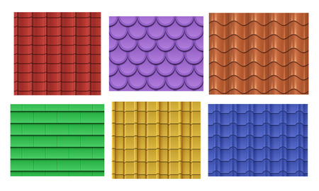 Vector seamless roof tiles. Roof slate pattern texture collection illustrationのイラスト素材