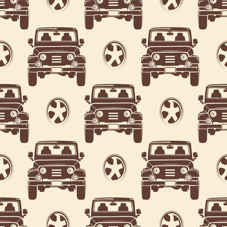 Jeeps seamless pattern design - vintage seamless texture with cars.のイラスト素材