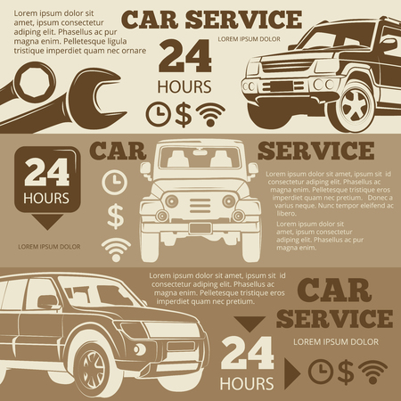 Off Road Car Service Vintage Banners Collection Automobile Banner