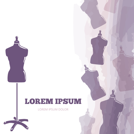 Tailor background or poster with dummy and watercolor imitation elements. Vector illustrationのイラスト素材