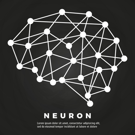 Abstract line brain neural network chalkboard poster design. Vector illustrationのイラスト素材