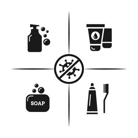 Hygiene, bacteria virus protection concept isolated on white background. Vector illustrationのイラスト素材