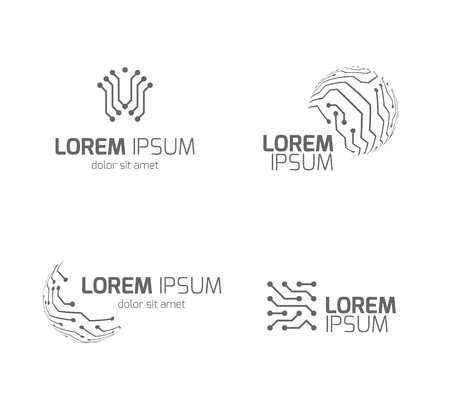 Intelligent electricity technology company vector with circuit board elementsのイラスト素材