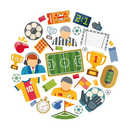 Soccer or european football vector flat icons setのイラスト素材