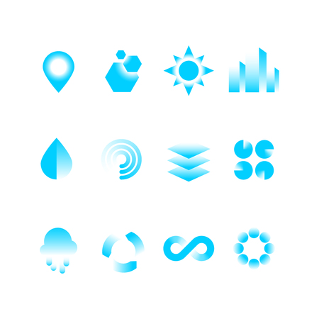 Simple geometric abstract vector shapes with gradients and motion effect.のイラスト素材