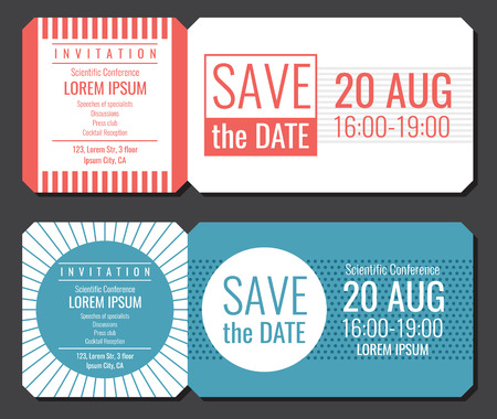 Save the date minimalist invitation ticket vector design. Wedding cards modern template. Greeting and invitation card illustrationのイラスト素材