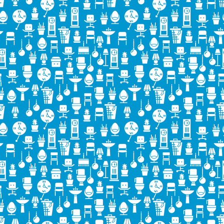 Interior pattern design - home furniture seamless texture illustrationのイラスト素材