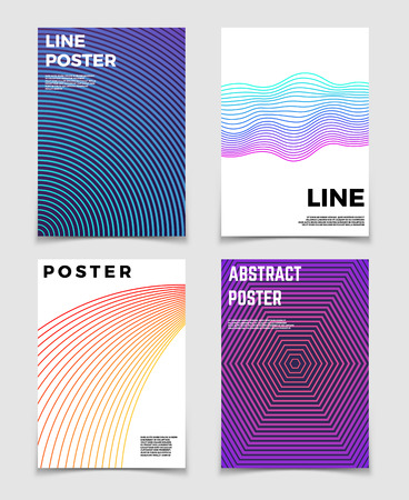 Simple minimal geometric vector backgrounds with modern line shapes. Banners with geometric color linear trendy graphic illustrationのイラスト素材