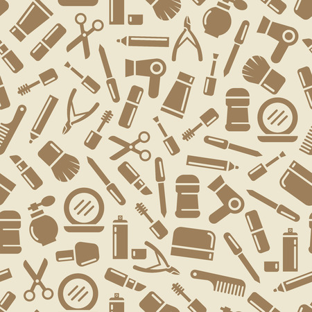 Beauty and cosmetics seamless pattern. Background cosmetic makeup, vector illustrationのイラスト素材