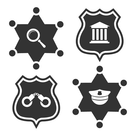 Law or police labels design. Vector police badge of set. Vector illustrationのイラスト素材