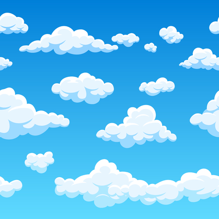 Cloud  Endless cartoon cloudscape. Seamless cloud and blue sky illustrationのイラスト素材