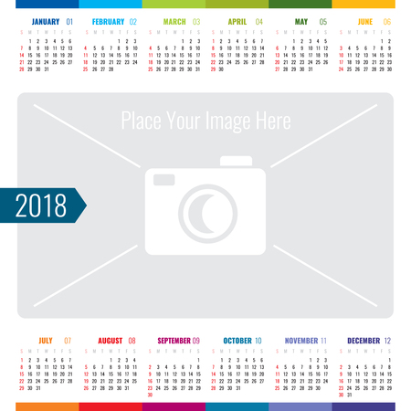 Day calendar event planner 2018. Vector template calendar with place for image illustrationの写真素材