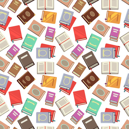 Colorful books seamless pattern - school books seamless texture. Color background with books, vector illustrationのイラスト素材