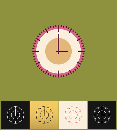 Clock icon. Flat vector illustration on different colored backgrounds. Pink simple clockの写真素材