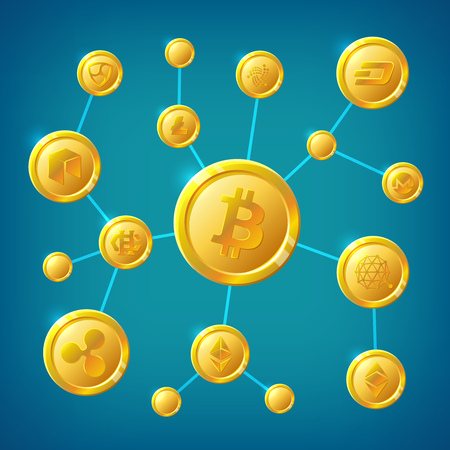 Process transaction cryptocurrency concept illustration.のイラスト素材