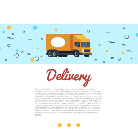 Delivery vector illustration. Cargo truck and hand lettering. Service transportation businessのイラスト素材