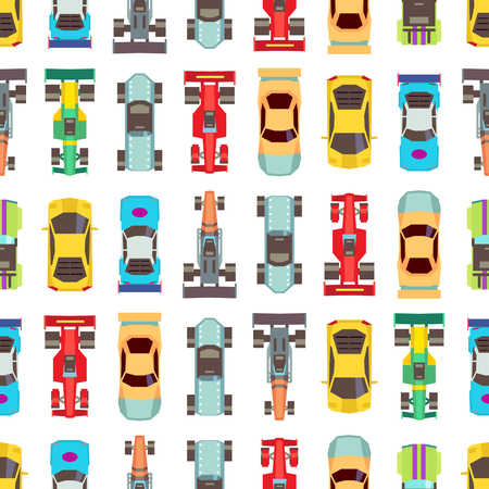 Urban cars seamless pattern texture. Vector illustration background. Racing carsのイラスト素材
