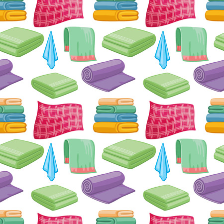 Cartoon colorful towels seamless pattern. Vector fabric textile towel, vector illustrationのイラスト素材