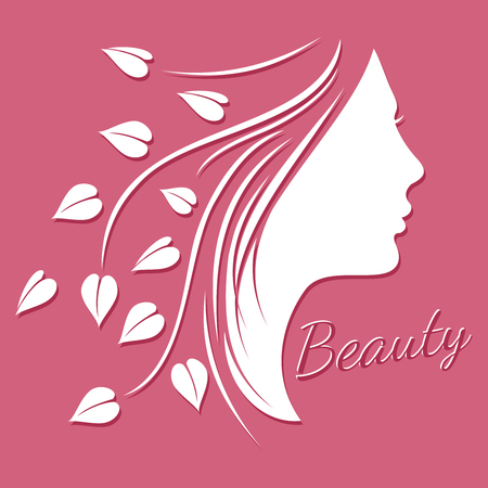 Woman face silhouette - beauty logo or emblem with female shape. Vector illustrationのイラスト素材
