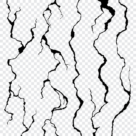 Wall cracks isolated on transparent backgroundのイラスト素材