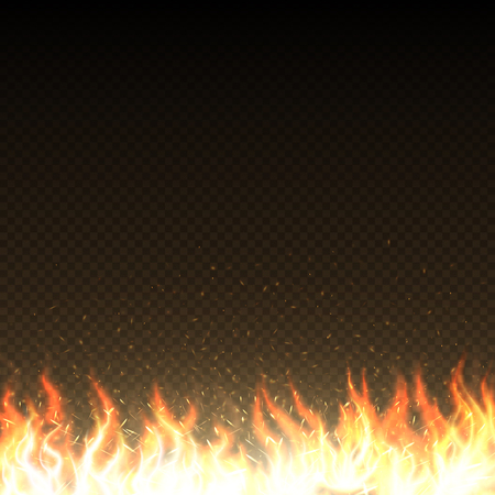 Hot fire flames with glowing sparks isolated vector templateのイラスト素材