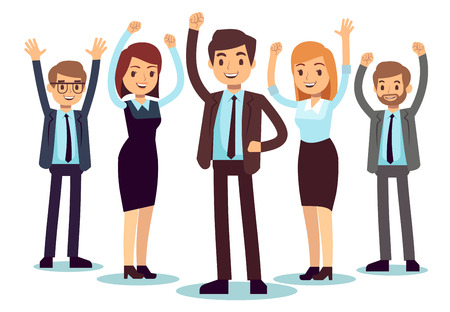 Happy office people. Successful business man and woman vector characterのイラスト素材
