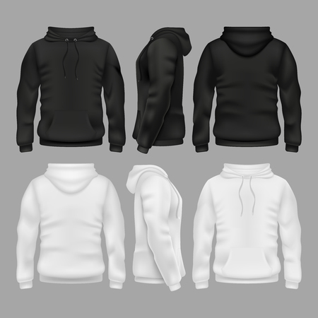 Black and white blank sweatshirt hoodie vector templatesのイラスト素材