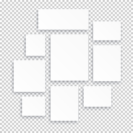 Blank white 3d papers or picture frames isolated on transparent backgroundのイラスト素材