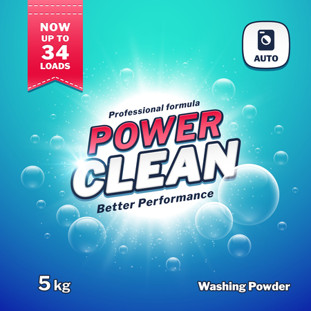 Washing powder. Detergent packaging vector design templateのイラスト素材