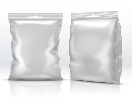 Blank white food paper or foil packaging isolated 3d vector illustrationのイラスト素材