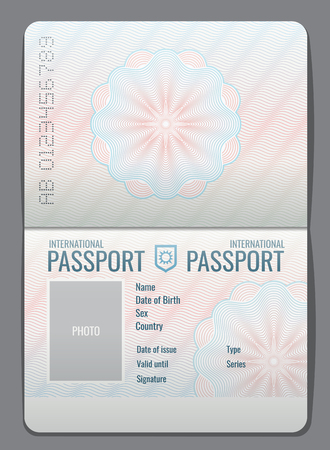 Blank open passport template isolated vector illustrationのイラスト素材