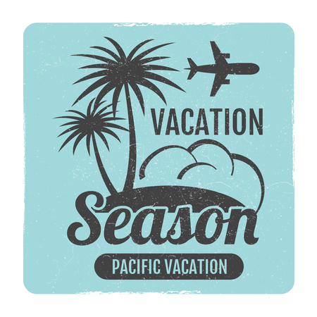 Grunge summer travel logo design. Season vacation, vector illustrationのイラスト素材