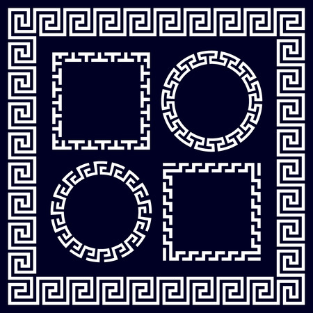 Ancient greek round and rectangular border framesのイラスト素材