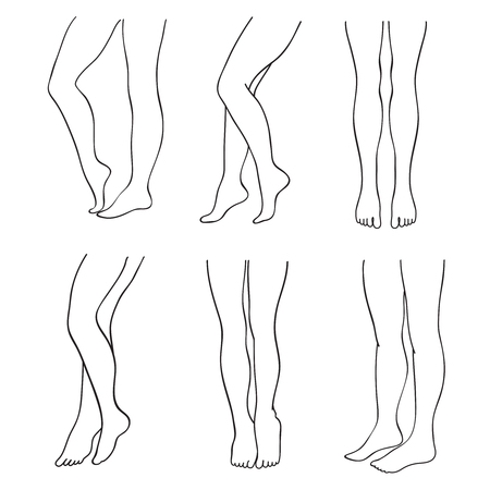 Outline attractive female legs vector setのイラスト素材