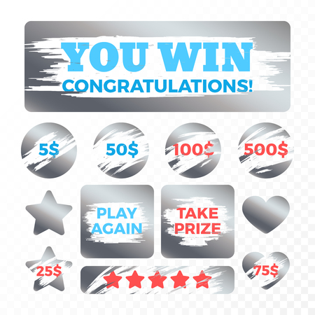 Metal scratching marks for lottery tickets vector setのイラスト素材