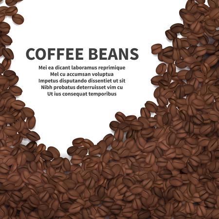 Roasting coffee beans on white background. Vector ads poster templateのイラスト素材