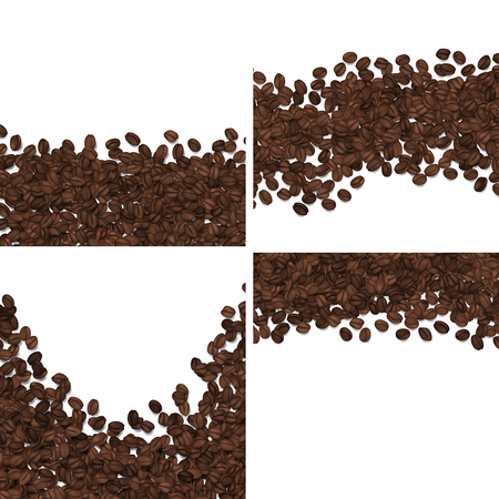 Roasted coffee beans isolated on white background vector set.のイラスト素材
