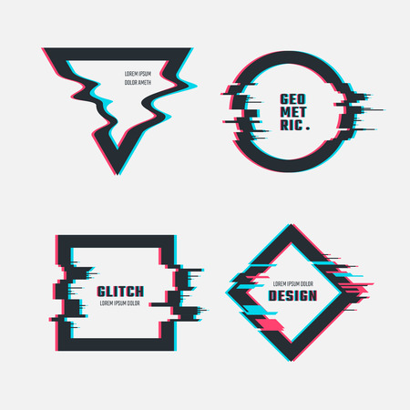 Vector frames with glitch tv distortion effectのイラスト素材