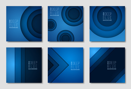 Advertisement newsletter design templates. Vector blue backdrops with simple geometric shapesのイラスト素材