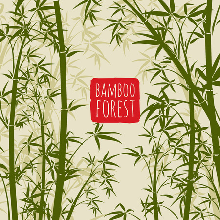 Bamboo rain forest vector wallpaper in japanese and chinese art styleのイラスト素材
