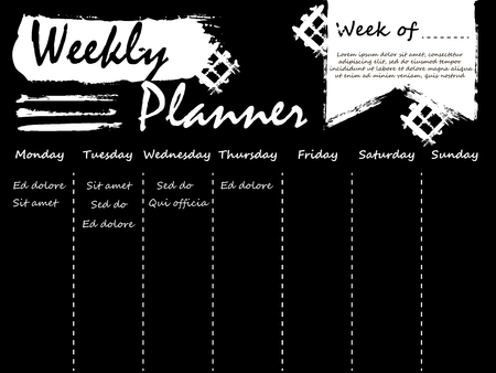 Black and white weekly planner templateのイラスト素材