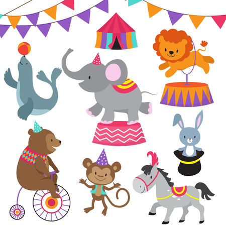 Circus child show cartoon animals vector setのイラスト素材
