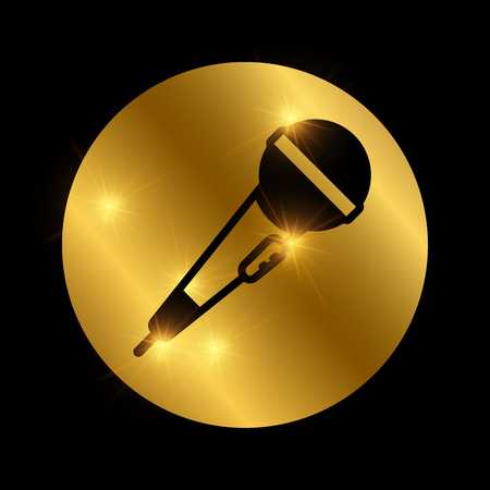 Simple black microphone on roundのイラスト素材