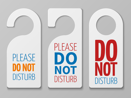 Do not disturb room vector signs. Hotel door hangers collectionのイラスト素材
